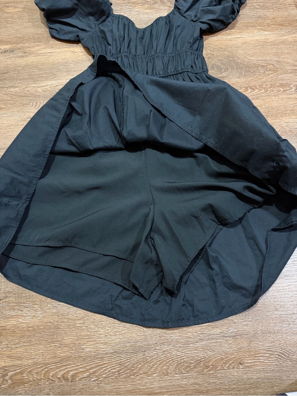 Hollister Black Puff-Sleeve Smocked Waist Mini Dress Size Small - Picture 8 of 8